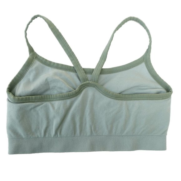 SOLD Patagonia Sports Bra Tiki Abstract Moth Design Green Racer Back S - Picture 5 of 6